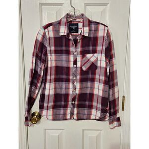 American Eagle Button Down Plaid Long Sleeve Size Small